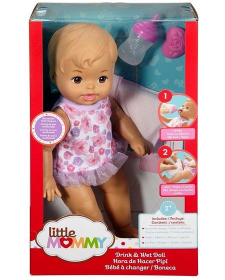 Imagem de Boneca Bebê Baby Little Mommy Hora Do Faz Xixi Com Acessórios Mamadeira Chupeta E Fraldinha - Mattel