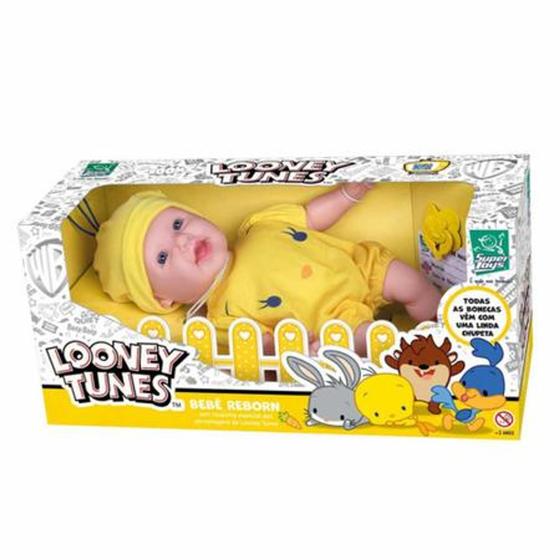 Imagem de Boneca Bebe Baby Reborn Loney Tunes Piu Piu Alive Infantil - Super Toys