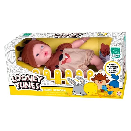 Imagem de Boneca Bebe Baby Reborn Loney Tunes Taz Mania Alive - Super Toys