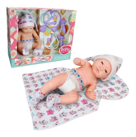 Imagem de Boneca Bebe Daily Care Inteira Vinil + Trocador e Aces.- Omg