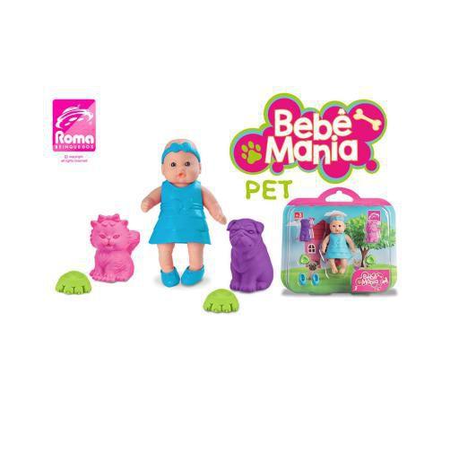 Imagem de Boneca Bebe Mania Pet com Acessorio - Roma