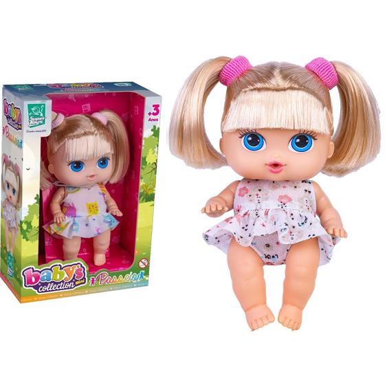 Imagem de Boneca Bebê Menina Loira Baby's Collection Mini Passeio Com Cabelinho Presente Para Meninas - Super Toys