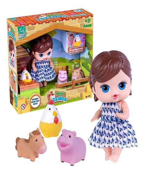 Imagem de Boneca Bebê Mini Fazenda C/ 3 Bichinhos - Supertoys