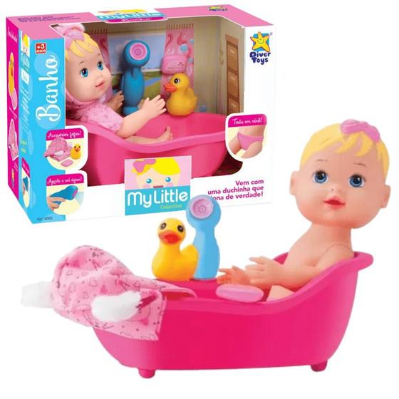 Imagem de Boneca Bebê My Little Banho Com Ducha e Acessórios Divertoys