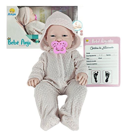 Imagem de Boneca Bebê Reborn Anjo Com Macacão e Acessórios