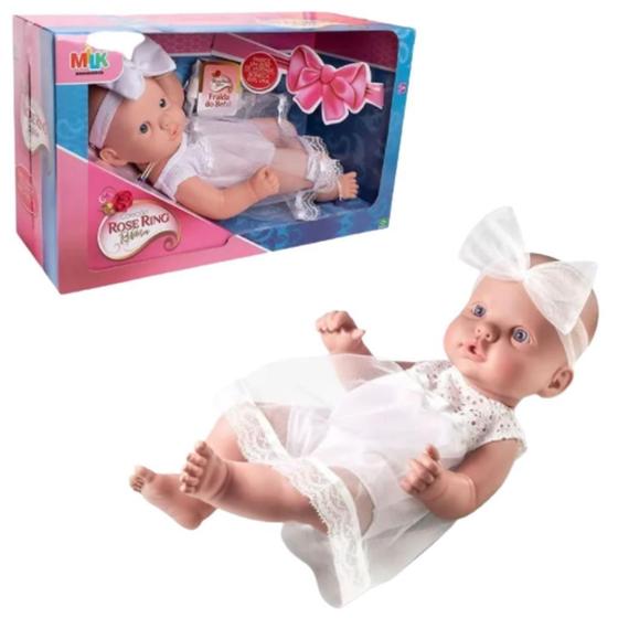 Imagem de Boneca Bebê Reborn Batizado Rose Ring Vestido Branco E Tiara