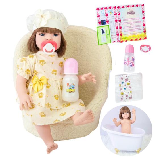 Imagem de Boneca Bebê Reborn Original Realista de Silicone Menina Pode Dar Banho Envio Imediato