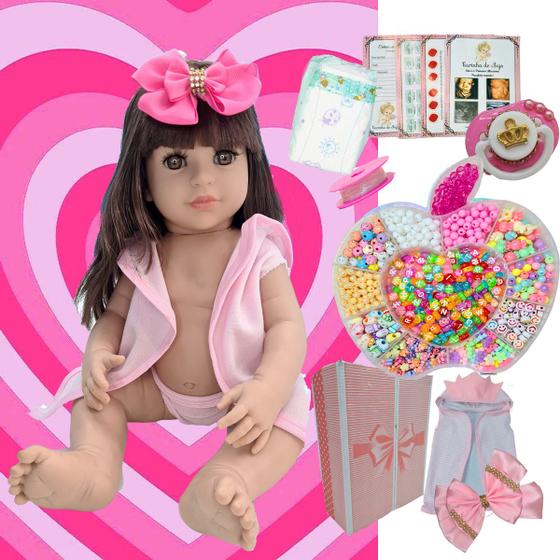 Imagem de Boneca Bebê Reborn Realista  Barata Lol Morena Pronta Entrega Linda Brinquedo Menina Bb Grande Baby Reborne Lol Maria Clara Original Reborn OMG