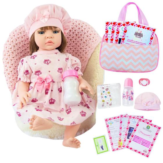 Imagem de Boneca Bebê Reborn Realista Silicone Boneca Vestido e Bolsa de Maternidade