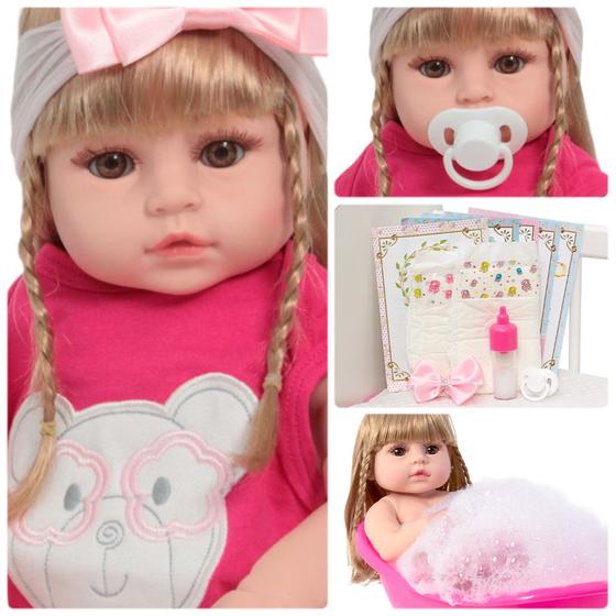 Imagem de Boneca Bebê Reborn Recém Nascida 100% Vinil Siliconado 46cm
