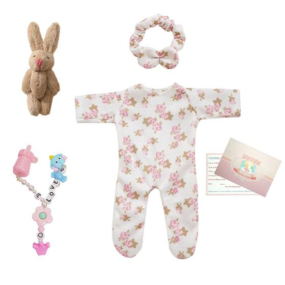 Boneca Bebê Reborn Silicone Sólido 20cm Menina Olho Azul - Brastoy