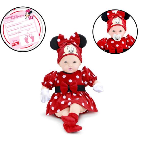 Imagem de Boneca Bebê Recém-Nascido Roupinha Minnie Mouse Disney Faz De Conta Brinquedo Infantil