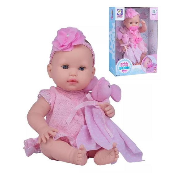 Imagem de Boneca Bebê Vinil Abre Fecha Olho C/ Naninha E Chupeta 32 Cm Cotiplás