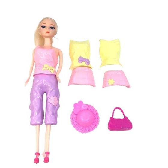 Imagem de Boneca Bela Fashion Roupas Acessórios 8 Pç alta qualidade