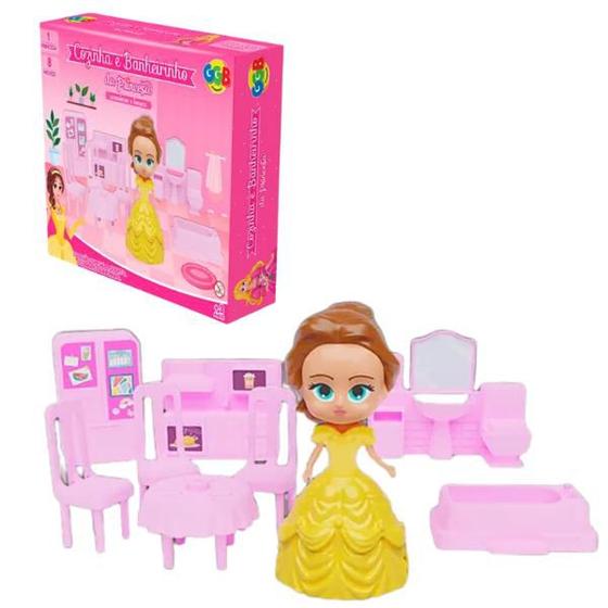 Imagem de Boneca Brinquedo Banheirinho Cozinha Da Princesa Meninas