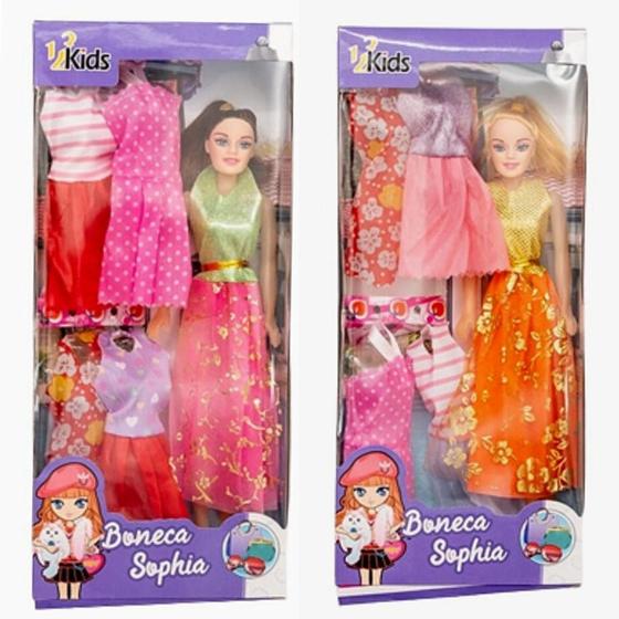 Imagem de boneca brinquedo infantil meninas fashion vestidos 4 look - 123Útil