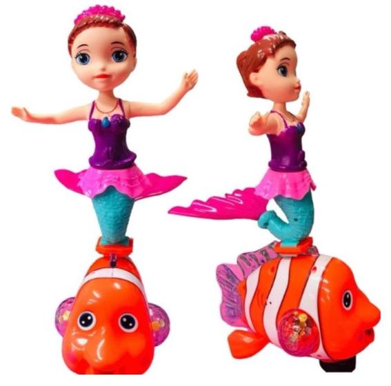 Imagem de Boneca Brinquedo Infantil Sereia Com Luz coloridas - FUN GAME