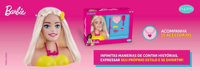 Imagem de Boneca Busto Barbie Com Acessórios,Vinil macio e atóxico,lançamento da Pupee!