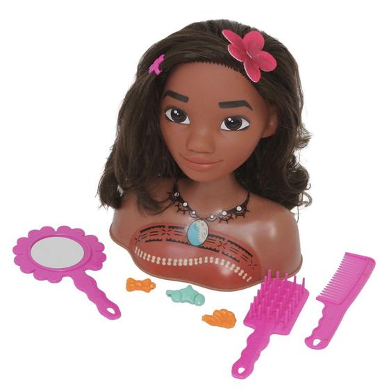 Imagem de Boneca Busto Moana Princesa Para Pentear 100% Vinil + Itens