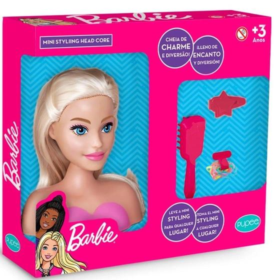 Boneca Cabeça Busto Barbie Com Acessórios P/ Pentear Maquiar 13 Peças ...