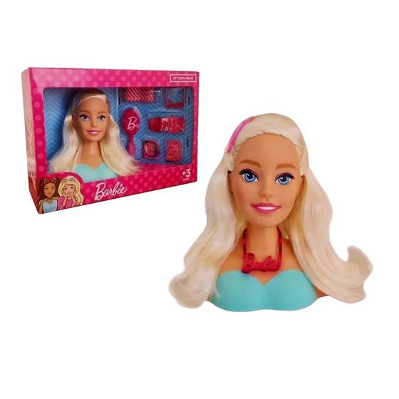 Imagem de Boneca Cabeça Busto Barbie Com Acessórios P/ Pentear Maquiar 21 Peças