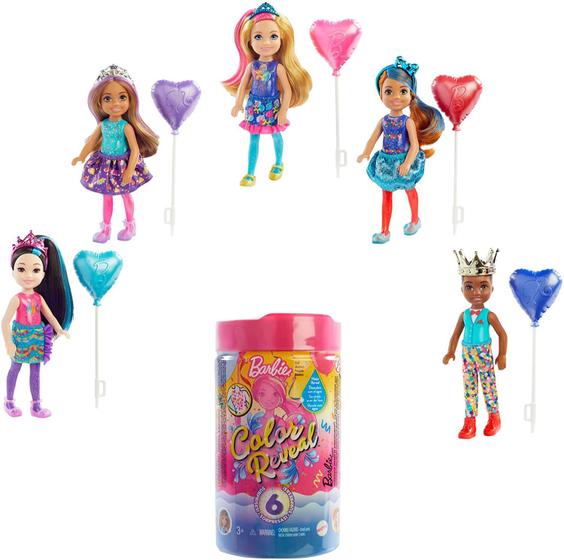 Imagem de Boneca Chelsea Color Reveal da Barbie: 6 surpresas, mudança de cor no cabelo e visual de confete