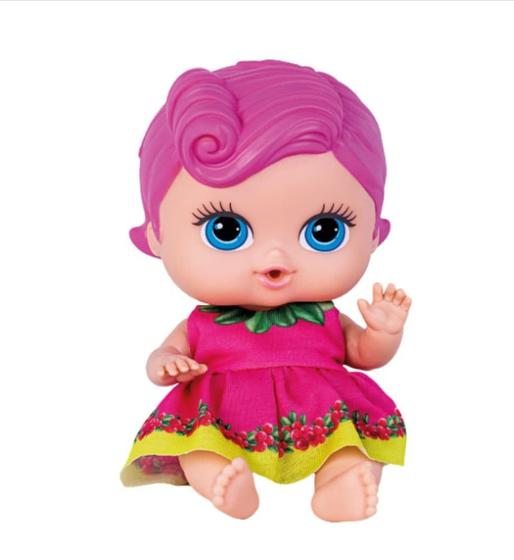 Imagem de Boneca Coleção Frutinhas Groselha Plástico Vinil Rosa 19cm