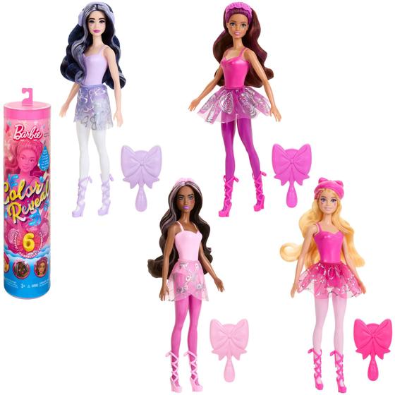 Imagem de Boneca Color Reveal Barbie Ballerina com 6 surpresas +3 anos