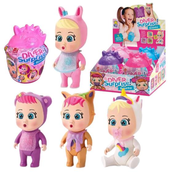 Imagem de Boneca Com Acessórios Diver Surprise Bolsinha Sai Lágrimas Em Vinil Mama E Chora De Verdade Infantil Divertoys