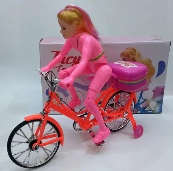 Imagem de Boneca Com Bicicleta Que Pedala De Verdade Musical C/ led