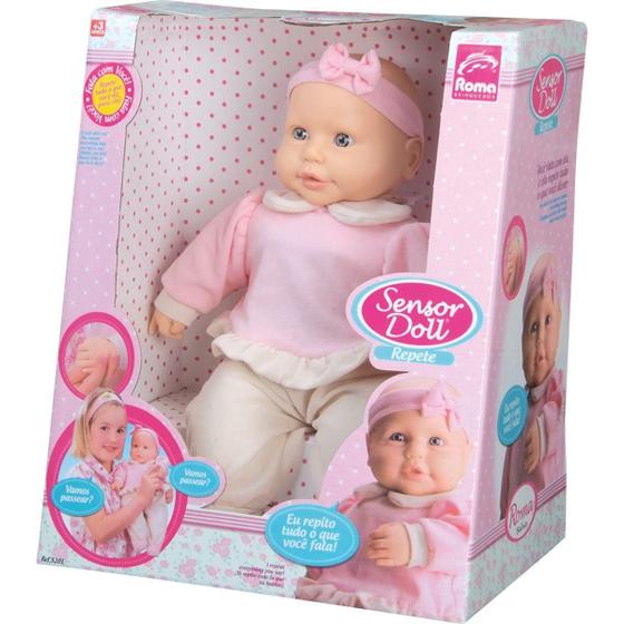 Boneca com mecanismo sensor doll repete 42cm. roma unidade Bonecas