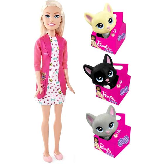 Imagem de Boneca da Barbie Original Veterinária Gigante com 3 Gatinhos