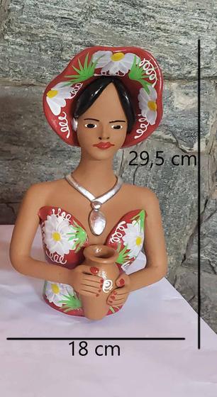 Imagem de Boneca de Cerâmica Menina na Janela namoradeira 29,5 cm Branca