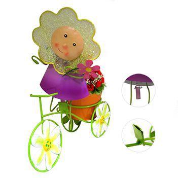 Imagem de Boneca de Flor com Bicicleta Enfeite e Decoraçao Jardim Casa Flores Vaso Laranja (BON-P-11)