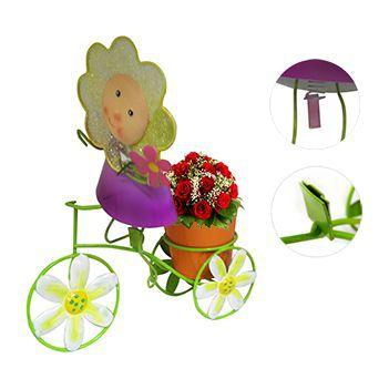 Imagem de Boneca de Flor com Bicicleta Para Enfeite e Decoraçao Jardim e Flores Vaso Laranja (BON-P-11)