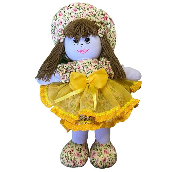 Imagem de Boneca de Pano Brinquedo Decoração 50cm Floral Laço Bebê Meninas Artesanal