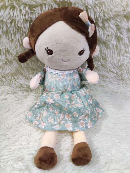 Imagem de Boneca De Pano Cabelo Pelúcia Com Bonequinha Vestido Florido S2 TOYS