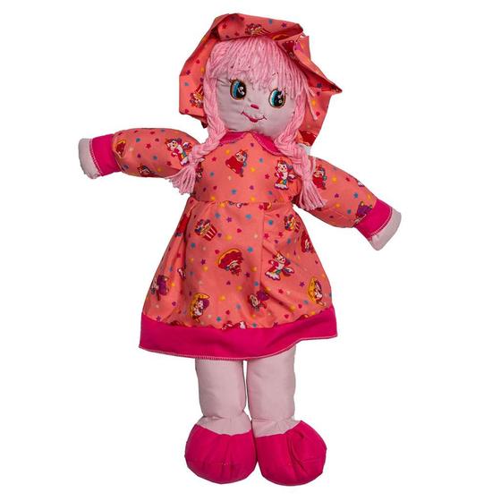 Imagem de Boneca De Pano Menina Antialergica 50cm Vestido Estampado