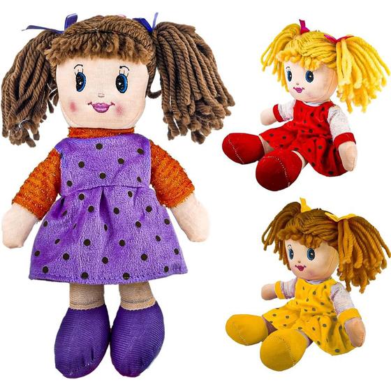 Imagem de Boneca De Pano Sortida Brinquedo Infantil Menina Vestido - Bee Toys