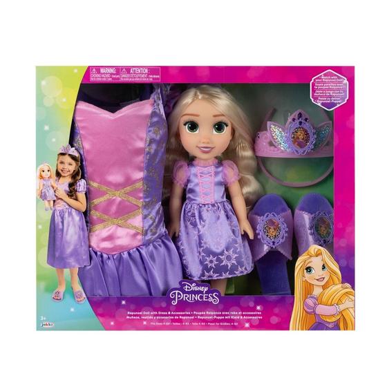 Imagem de Boneca Disney Princesas Rapunzel Kit Com Fantasia Sapatos e Acessórios Tam. Único Multikids - BR2332