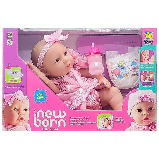 Imagem de Boneca Diver New Born Little Faz Xixi com Acessórios 8212 - Divertoys