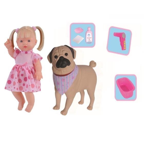 Imagem de Boneca Elisi Brincando Banho Divertido Cachorrinho Pet Wash