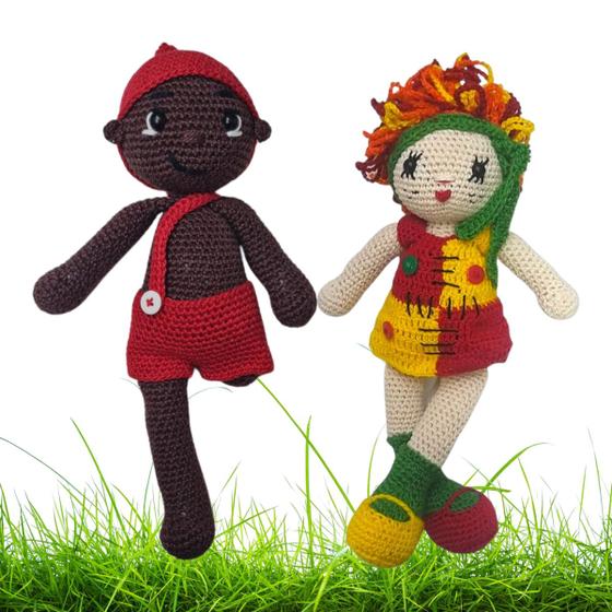 Imagem de Boneca Emília & Saci Pererê Crochê 30cm Amigurumi