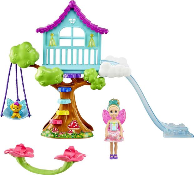 Imagem de Boneca Fada Chelsea Barbie Dreamtopia - Casa Árvore, Acessórios - Presente p/ 3-7 anos