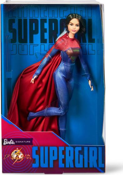 Imagem de Boneca fashion Barbie Supergirl The Flash Movie com suporte de capa