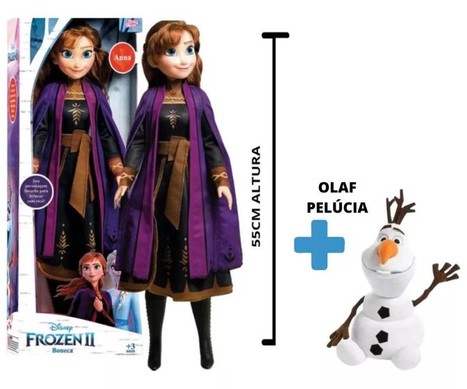 Imagem de Boneca Frozen  Anna Disney 55cm Gigante Original Novabrink + Olaf