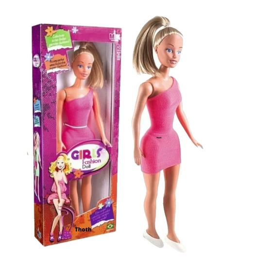 Imagem de Boneca Grande 42cm com Vestido Brinquedo Menina Amiguinha Barbie Baby