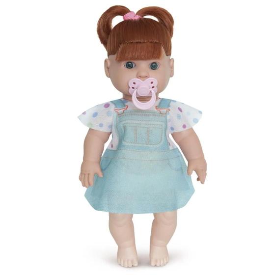 Imagem de Boneca Infantil Com Chupeta Bebê Cabelo Ruivo Danadinha 34cm