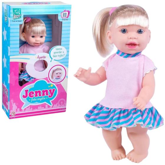 Imagem de Boneca Infantil Feita Em Vinil Menina Fala E Ensina Frases Em Inglês 31cm Brinquedos Super Toys