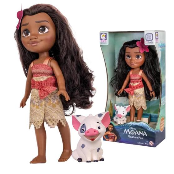 Imagem de Boneca Infantil Princesa Moana e Porquinho Pua Cotiplás